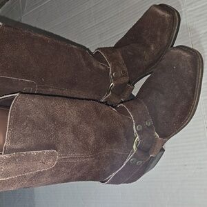 Vintage Suede Harness Biker Boots